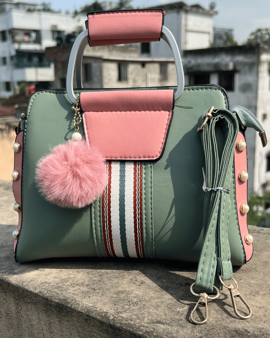 Pastel Stripe Top-Handle Bag